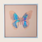Colorful abstract butterfly art with iridescent foil detailing on wings.