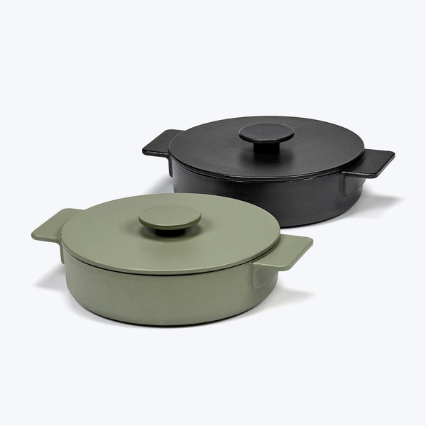 Serax Surface Enameled Cast Iron Dutch Oven, Green or Black, 4