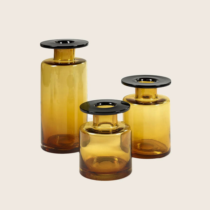 Wind & Fire Vase-Amber/Black-Small