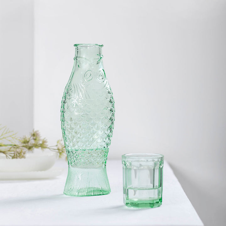 Fish & Fish Drinkware-Green-Small Glass (set of 4)