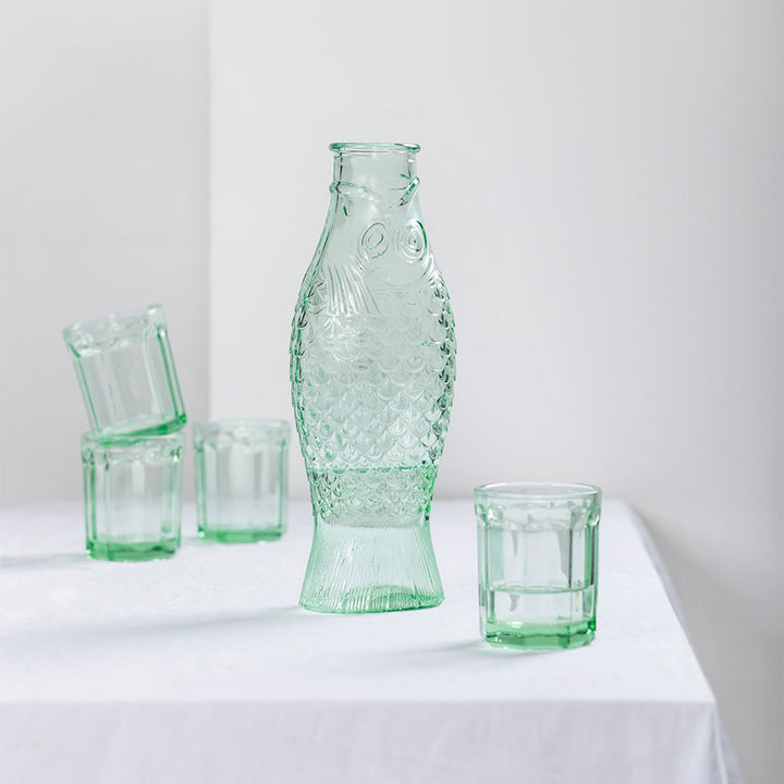 Fish & Fish Drinkware-Green-Large Glass (set of 4)