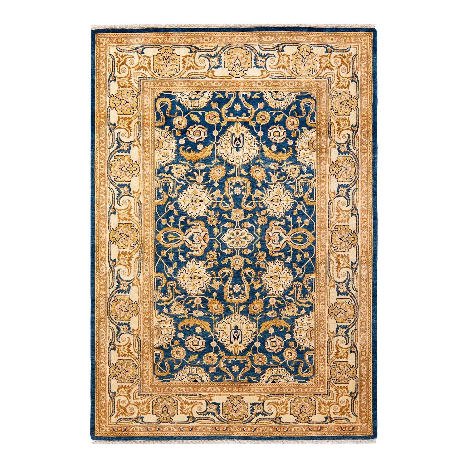 Eclectic, One-of-a-Kind Hand-Knotted Area Rug  - Blue, 6' 1" x 9' 0" Default Title