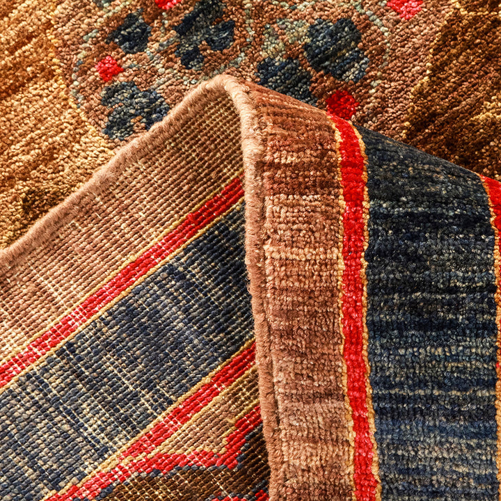 Exquisite handmade rug showcases intricate patterns and tactile craftsmanship.