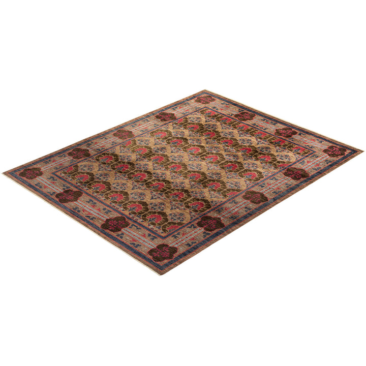Exquisite Persian-inspired rug with intricate symmetrical patterns and vibrant colors.