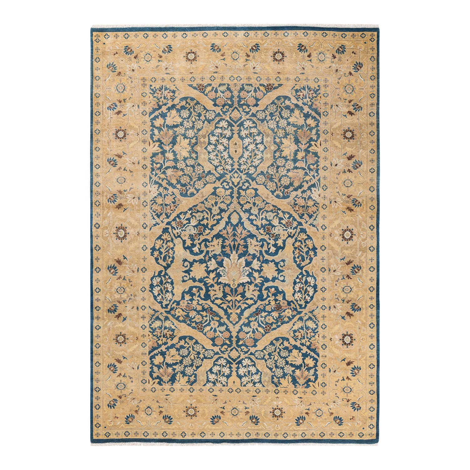 Exquisite Persian rug featuring intricate designs in shades of blue.