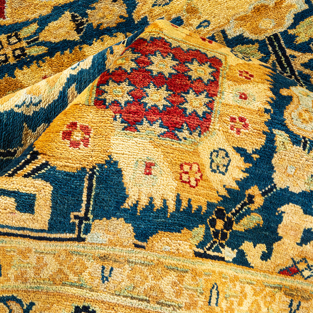 Intricately designed Oriental rug showcases rich colors and impeccable craftsmanship.