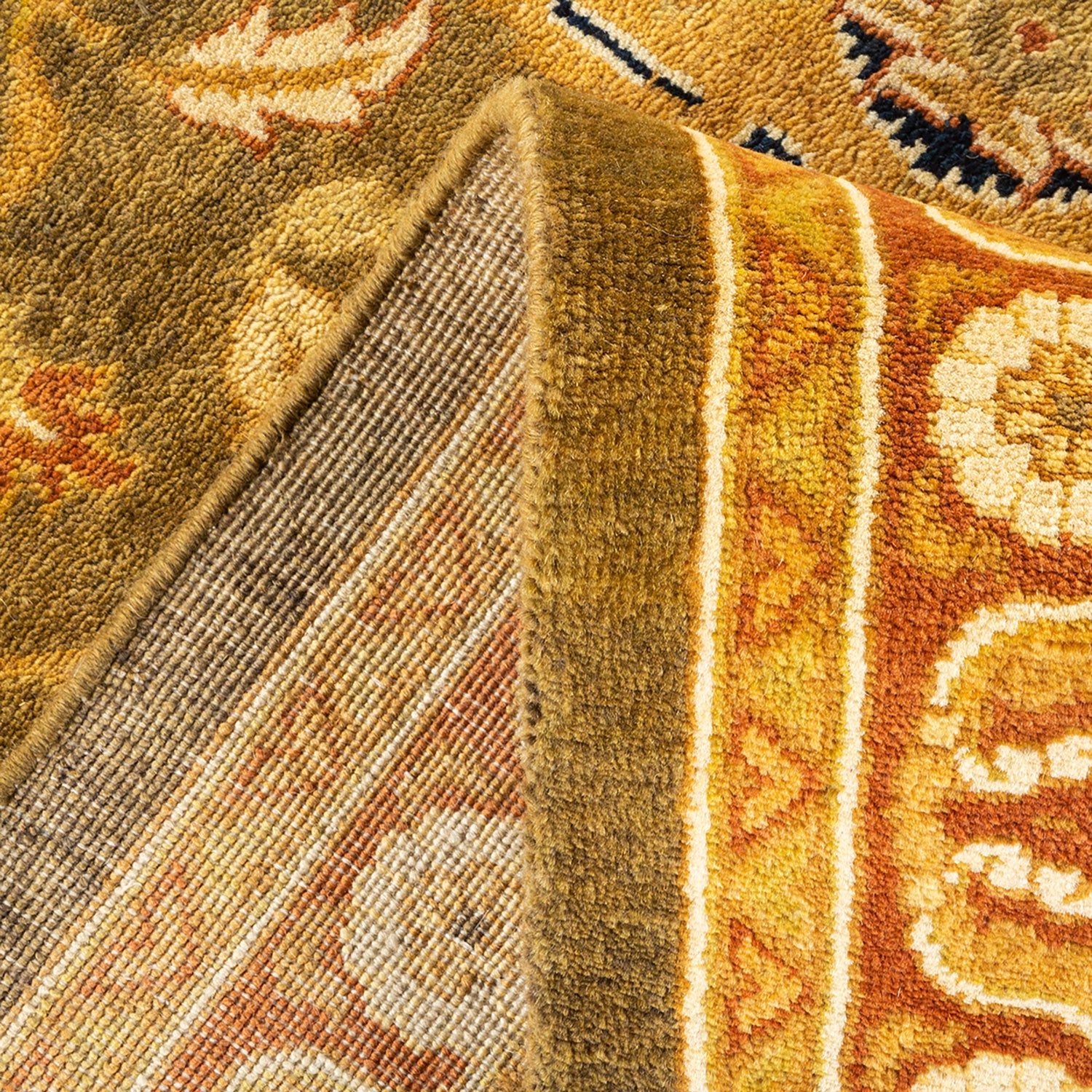 Two contrasting carpet patterns showcase diverse styles and vibrant colors.