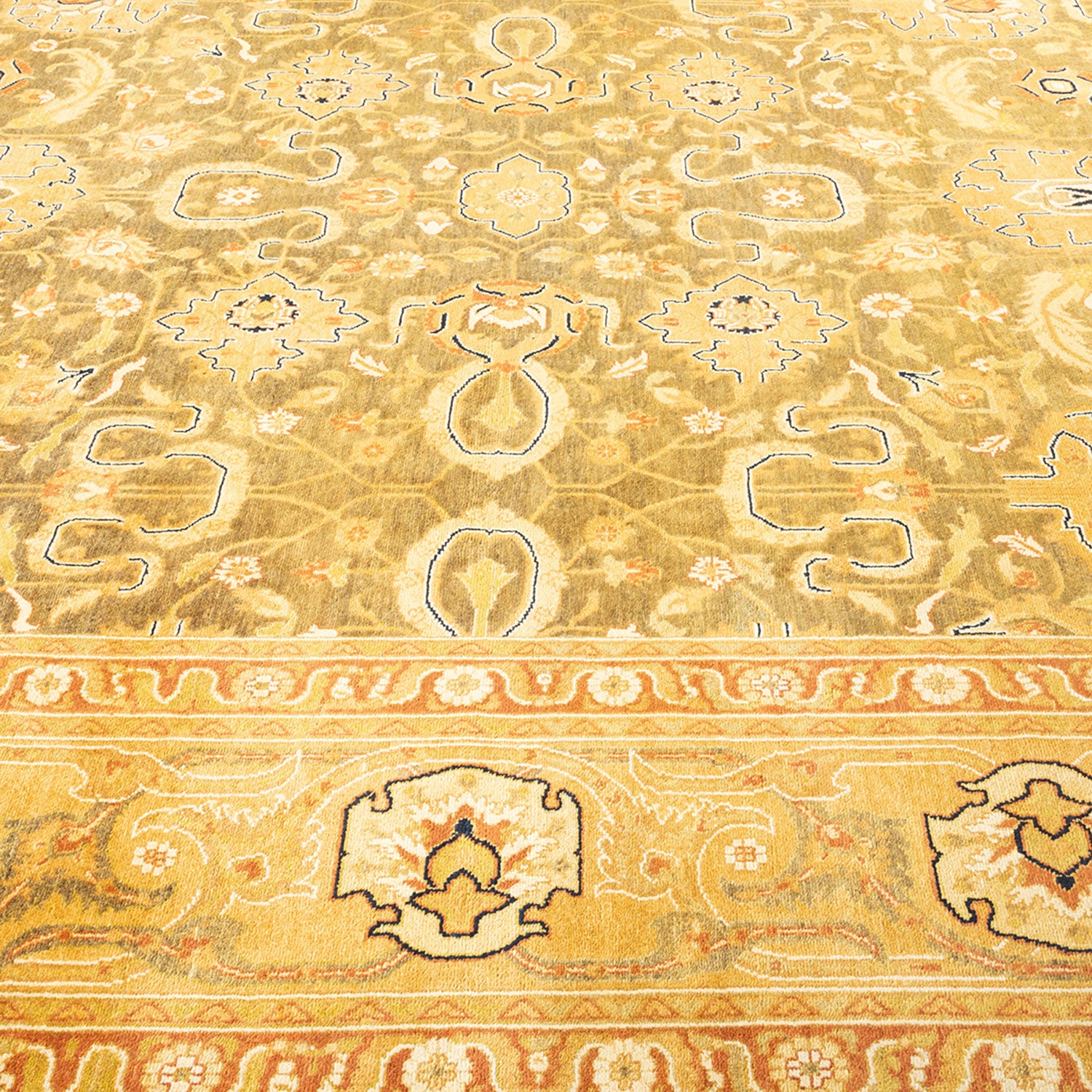 Exquisite Oriental-inspired carpet with intricate patterns and rich texture.