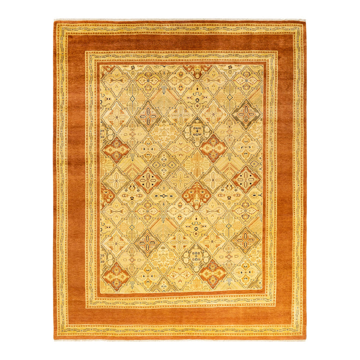 Exquisite traditional oriental rug with intricate geometric motifs and warm color palette.