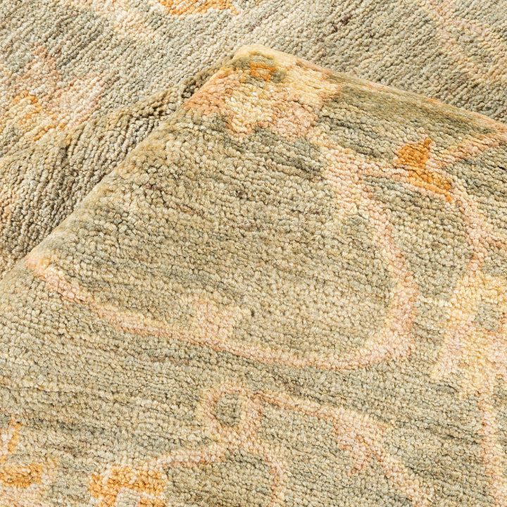 Close-up of plush, multicolored carpet with high, comfortable pile