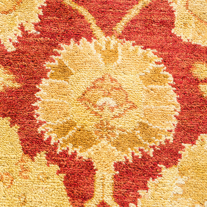 Close-up of a textured fabric showcasing a vibrant floral pattern