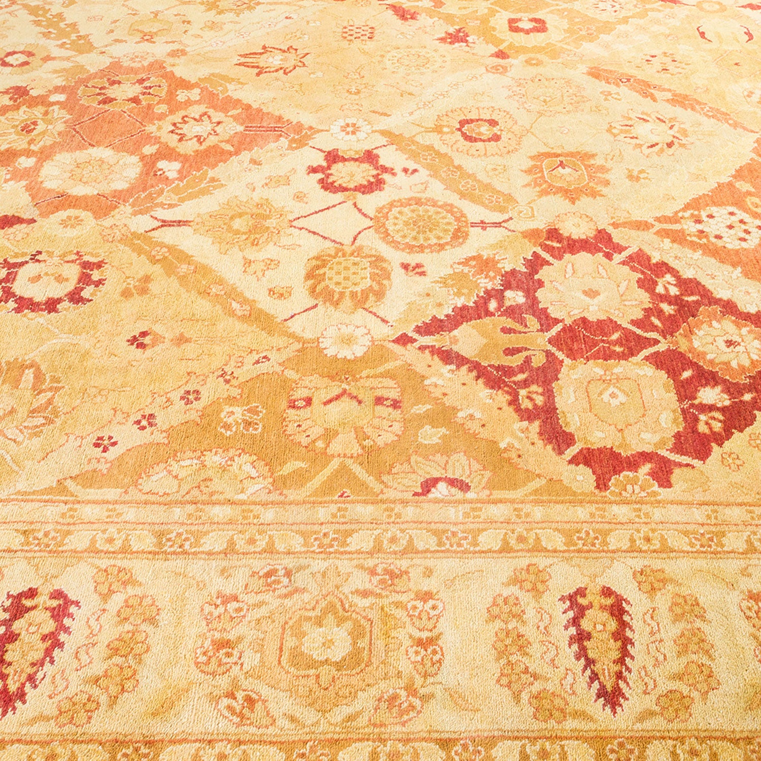 Exquisite and well-crafted carpet showcases intricate patterns in warm hues.