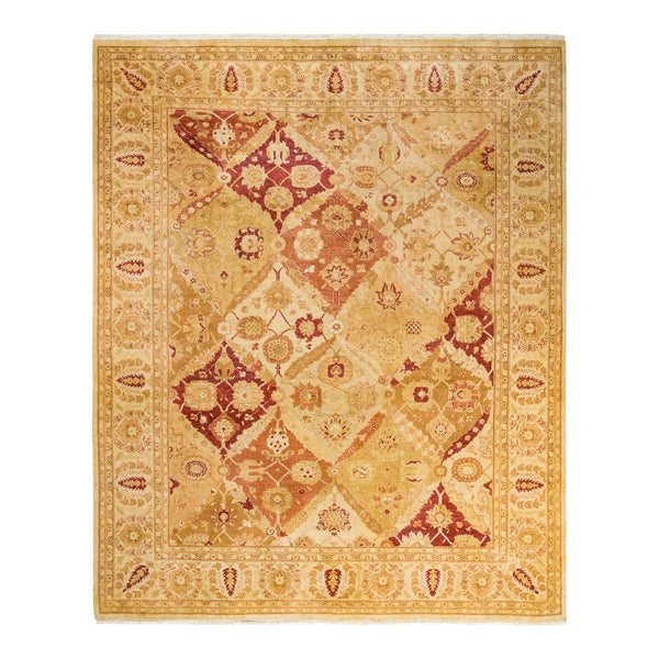 Exquisite handcrafted traditional rug showcasing intricate geometric and floral patterns.