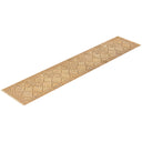 Sandy beige rectangular rug with embossed square tile pattern showcased