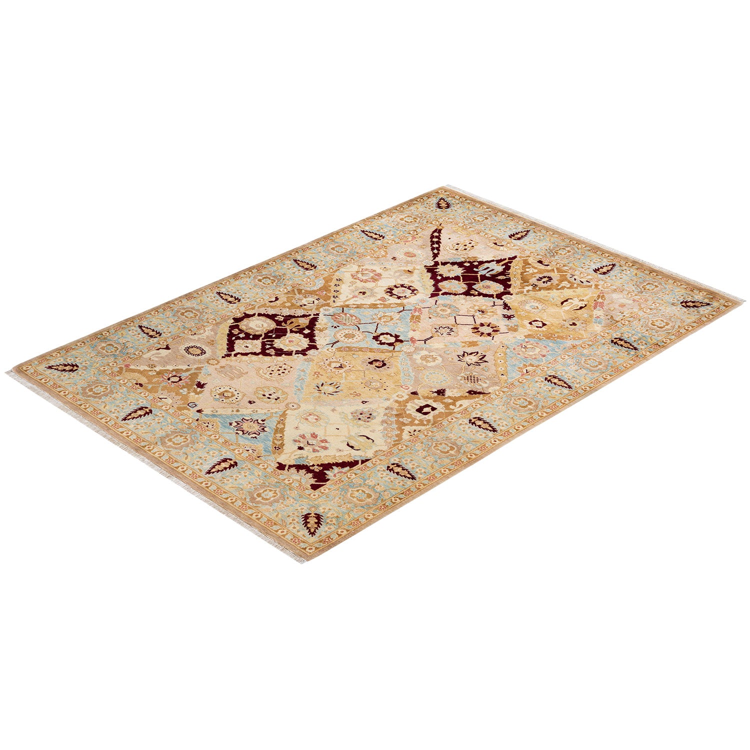 Exquisite oriental rug with intricate patterns and vibrant colors displayed