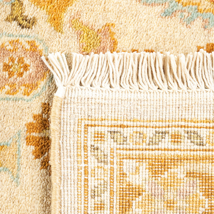 Close-up of a meticulously woven, high-quality rug with intricate patterns.