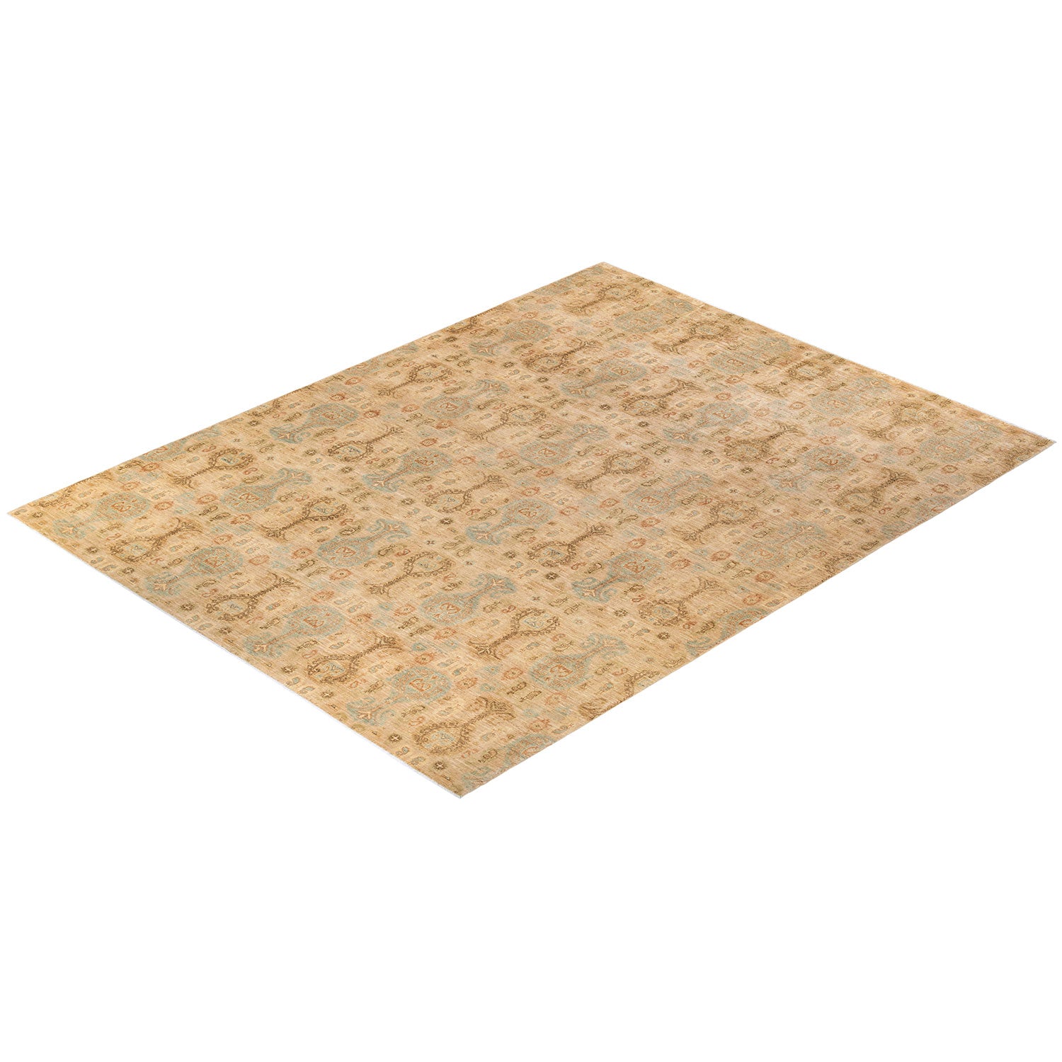 Vintage-inspired rectangular area rug with intricate Oriental motifs and muted tones.