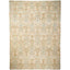 Vintage rectangular rug with ornate design in muted beige and cream.