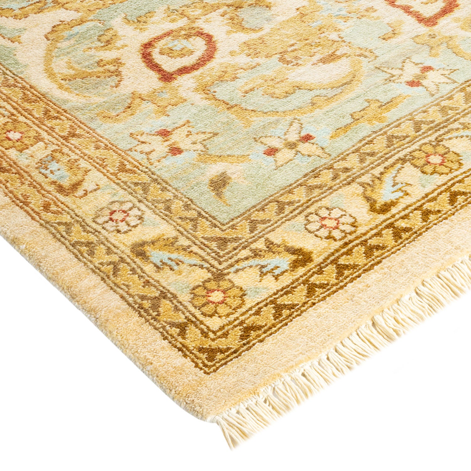 Intricate Persian-inspired rug with vibrant colors and detailed motifs.