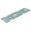 Long turquoise carpet runner with traditional floral pattern and vintage appeal.