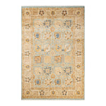 Exquisite rectangular rug with intricate floral and geometric motifs