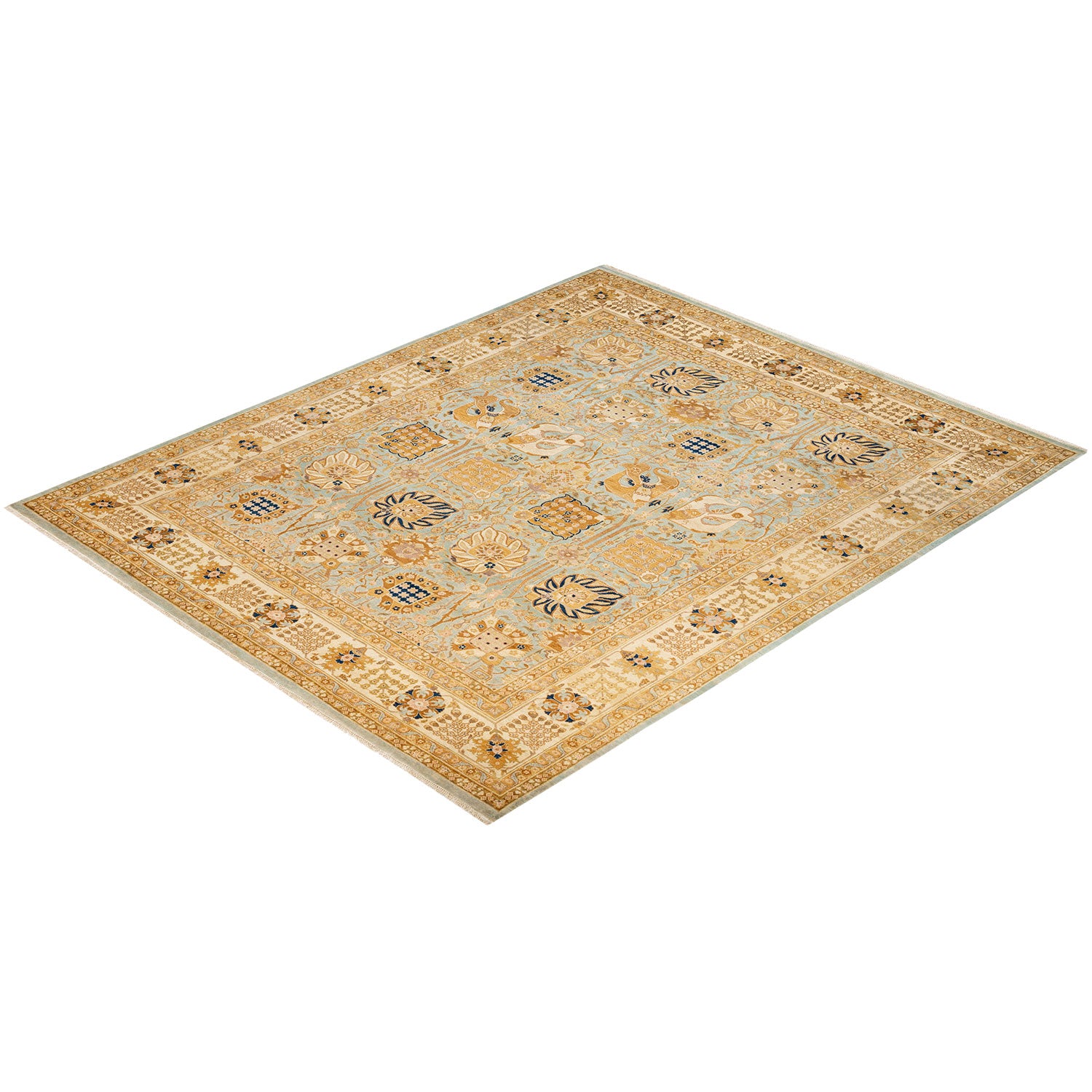 Ornate Persian-style rug with intricate geometric and floral patterns.