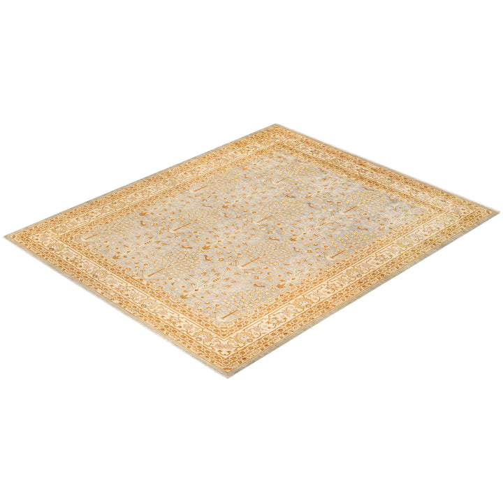 Exquisite Persian/Oriental rug with intricate floral patterns and golden border.