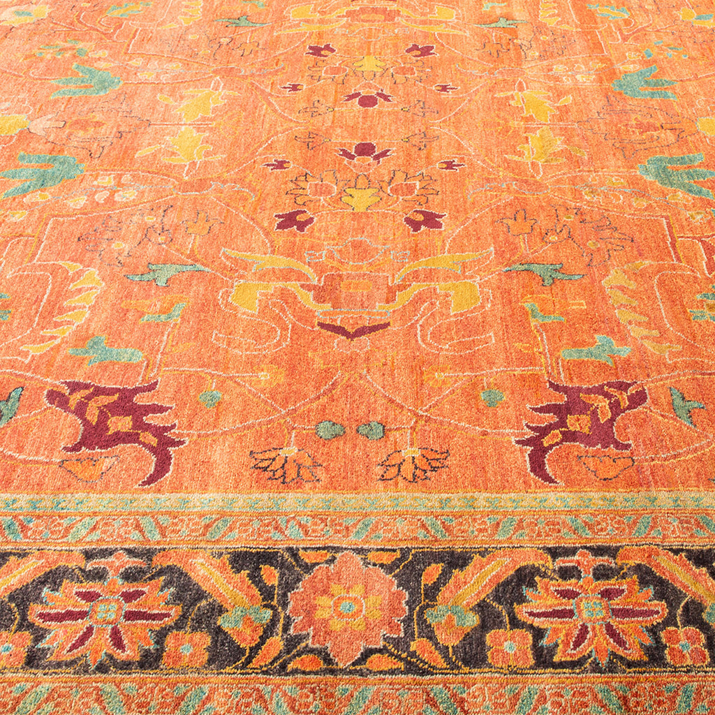Eclectic, One-of-a-Kind Hand-Knotted Area Rug  - Orange, 9' 1" x 12' 1" Default Title
