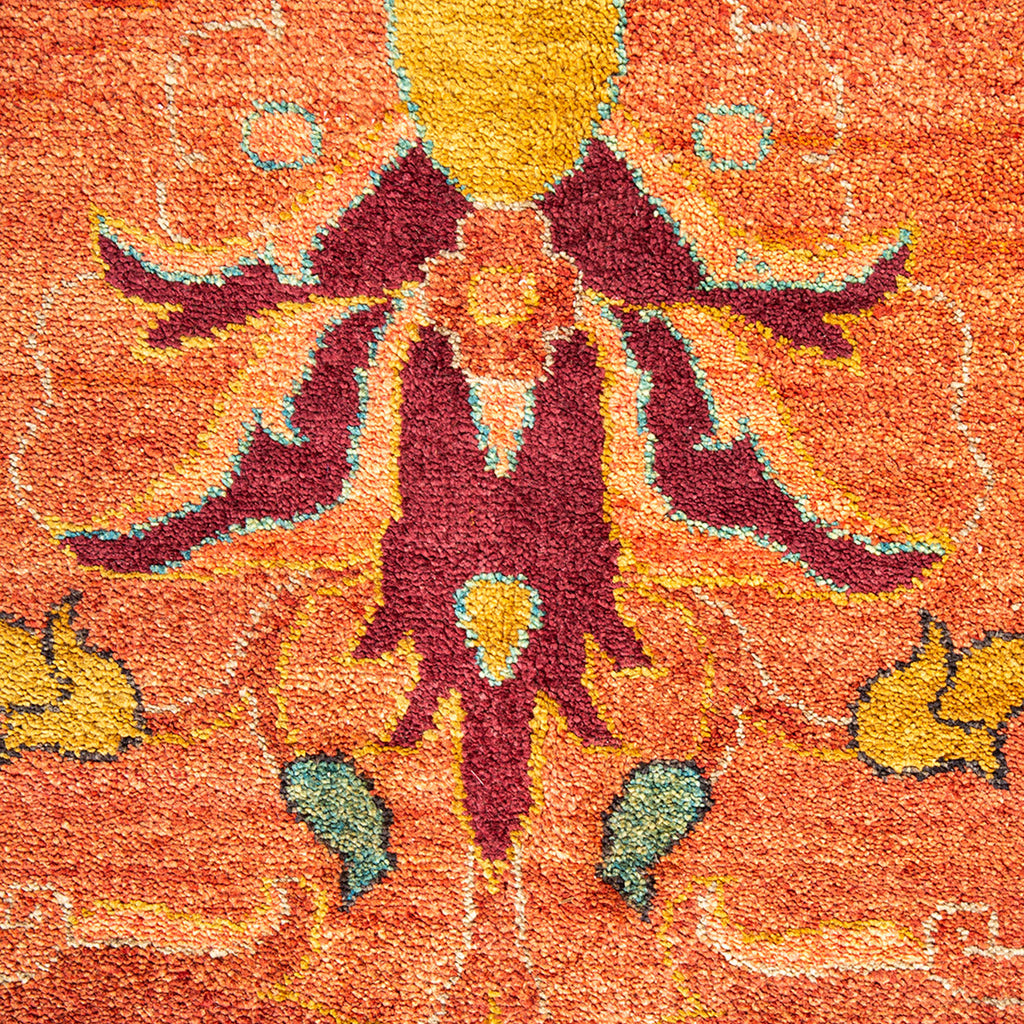 Eclectic, One-of-a-Kind Hand-Knotted Area Rug  - Orange, 9' 1" x 12' 1" Default Title