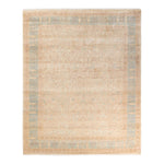 Vintage-style Persian rug with faded palette and intricate ornate patterns.