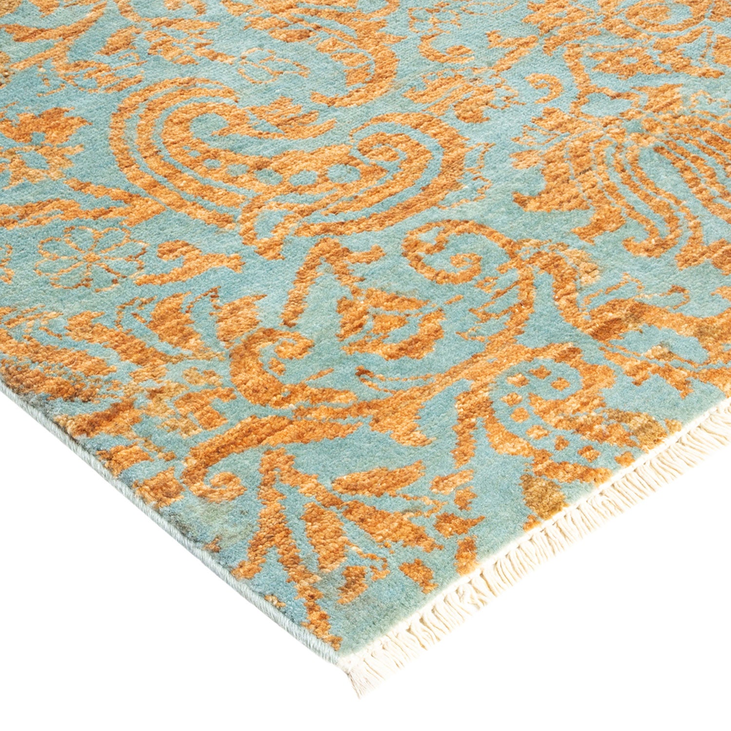 Suzani, One-of-a-Kind Hand-Knotted Area Rug  - Light Blue, 8' 0" x 15' 4" Default Title