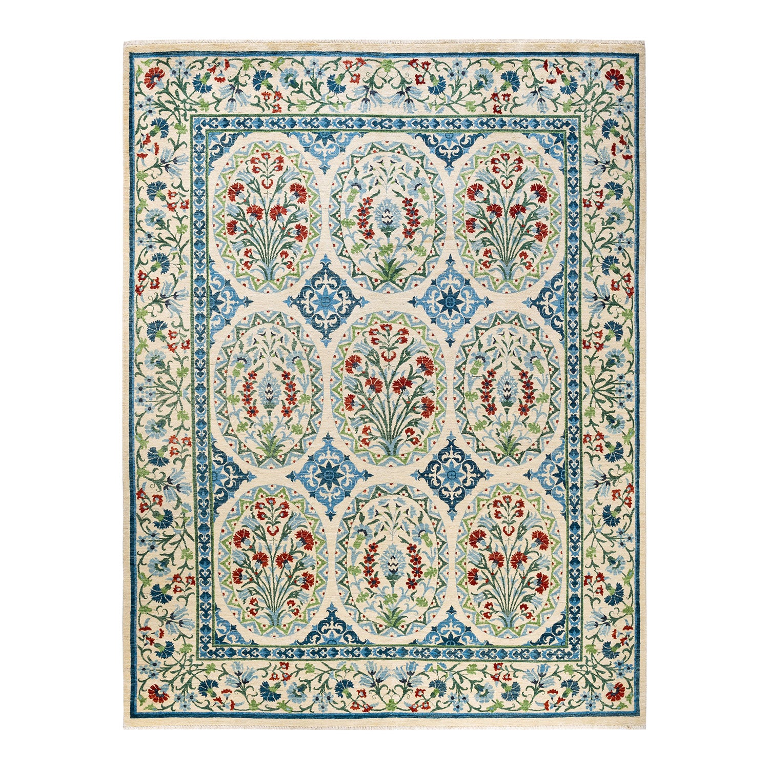 Suzani, One-of-a-Kind Hand-Knotted Area Rug  - Ivory, 9' 2" x 12' 1" Default Title