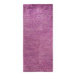 Textured purple area rug with vibrant distressed look, showcased flat.