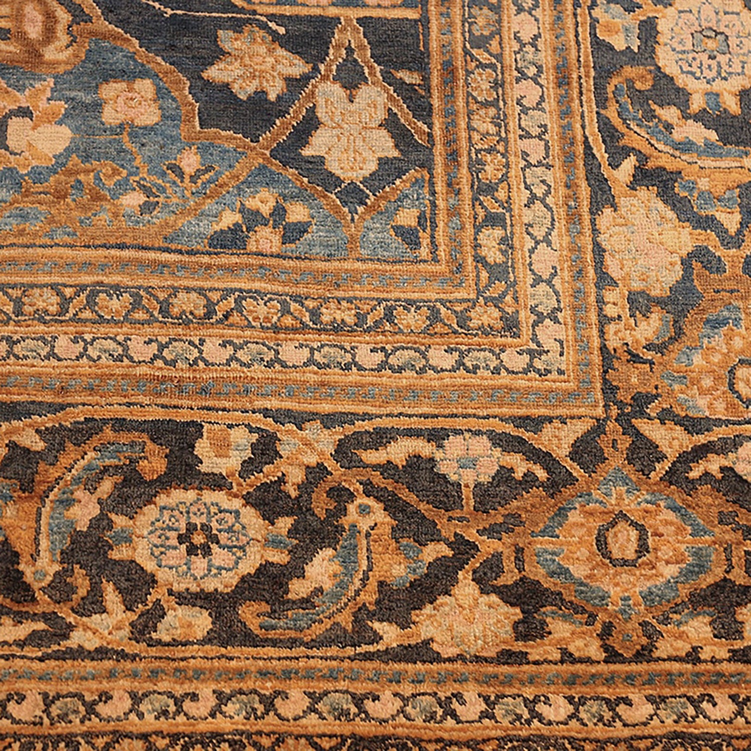 Intricate, ornate carpet showcases rich colors and traditional craftsmanship