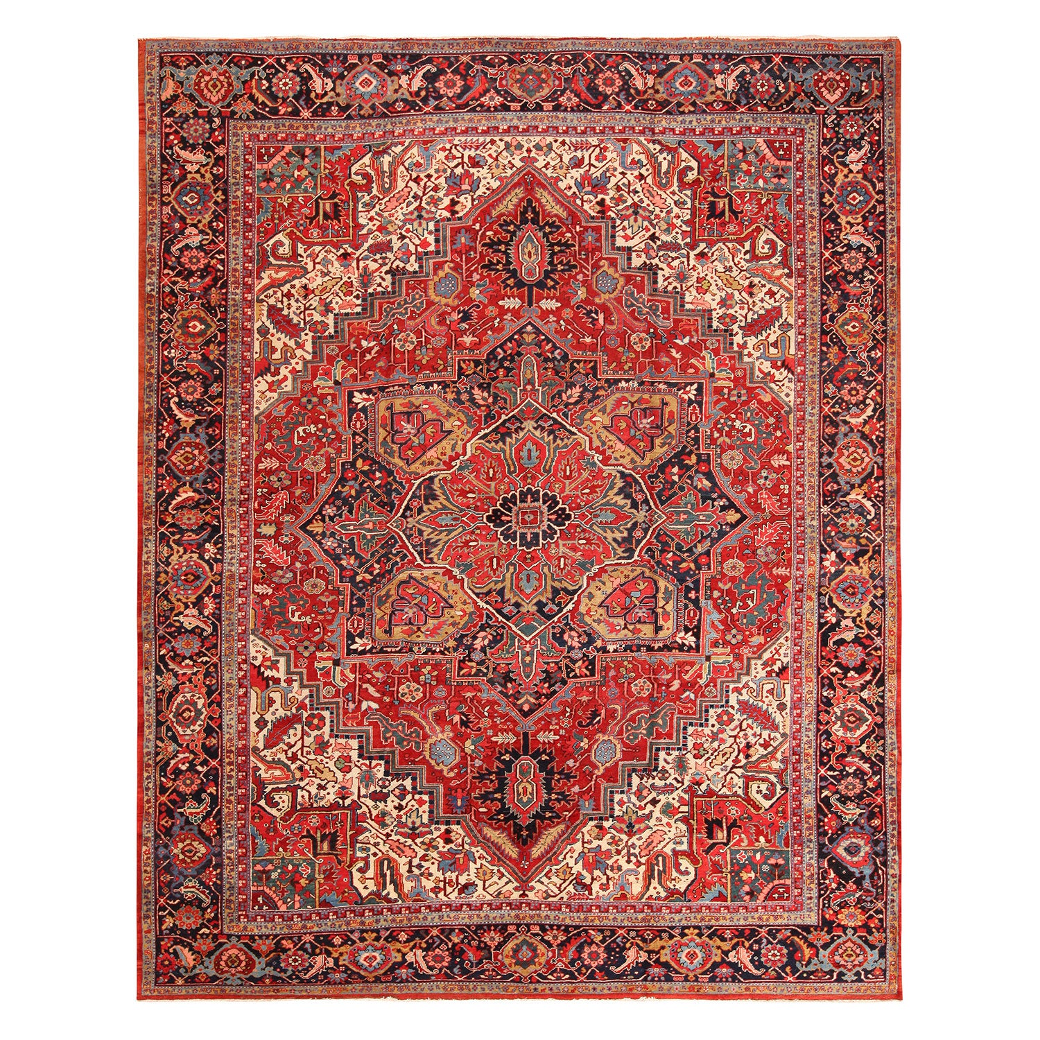 Exquisite Oriental carpet features intricate design with rich colors and patterns.