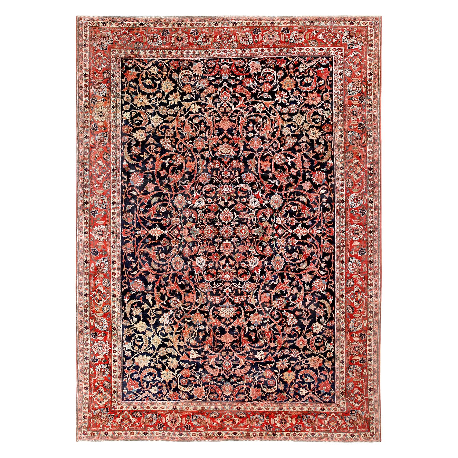 Exquisite Persian rug with intricate floral pattern, vibrant colors, and fine craftsmanship.