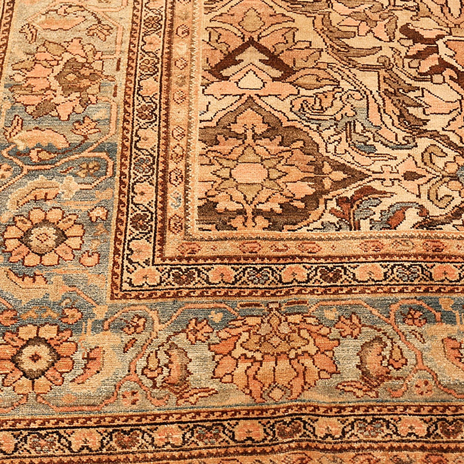Exquisite handwoven rug showcases intricate floral motifs in rich colors.