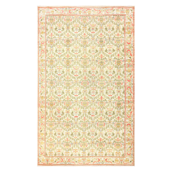 Exquisite hand-woven floral rug with intricate patterns and vibrant colors.