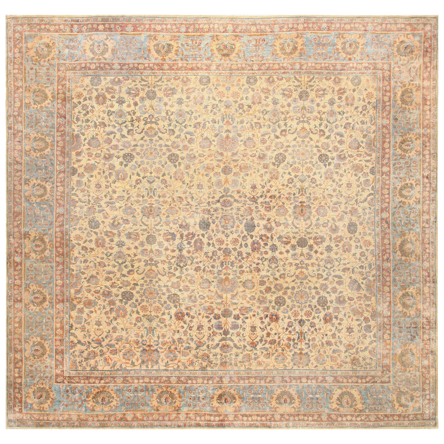 Exquisite handwoven Persian/Oriental carpet with intricate floral and geometric motifs.