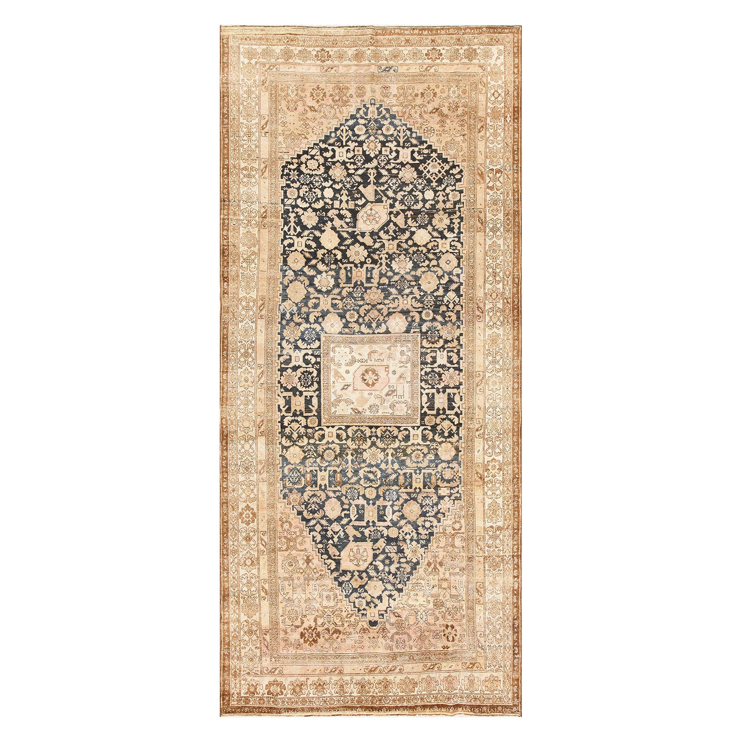 Hand-knotted Persian/Oriental rug with intricate traditional patterns and central medallion.