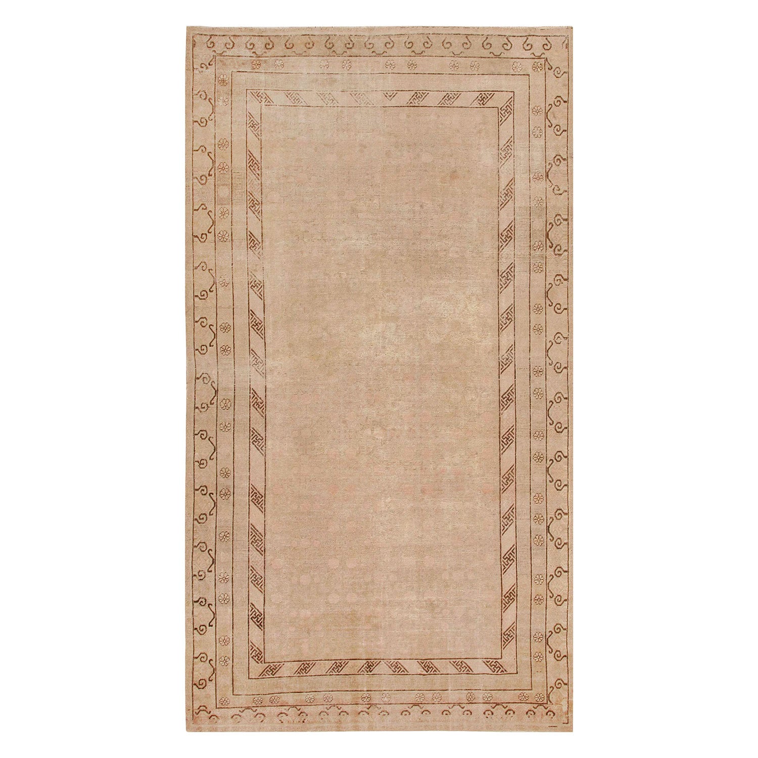 Elegant rectangular area rug with subtle textured pattern and decorative borders