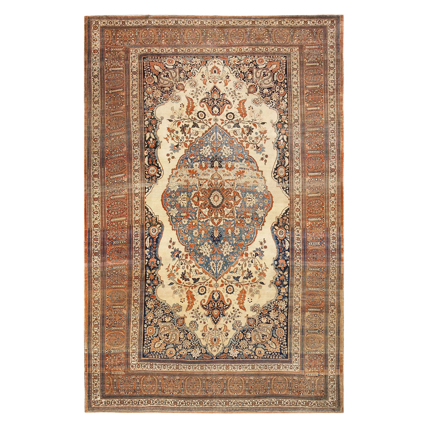 Exquisite hand-knotted oriental rug showcasing intricate patterns and vibrant colors.