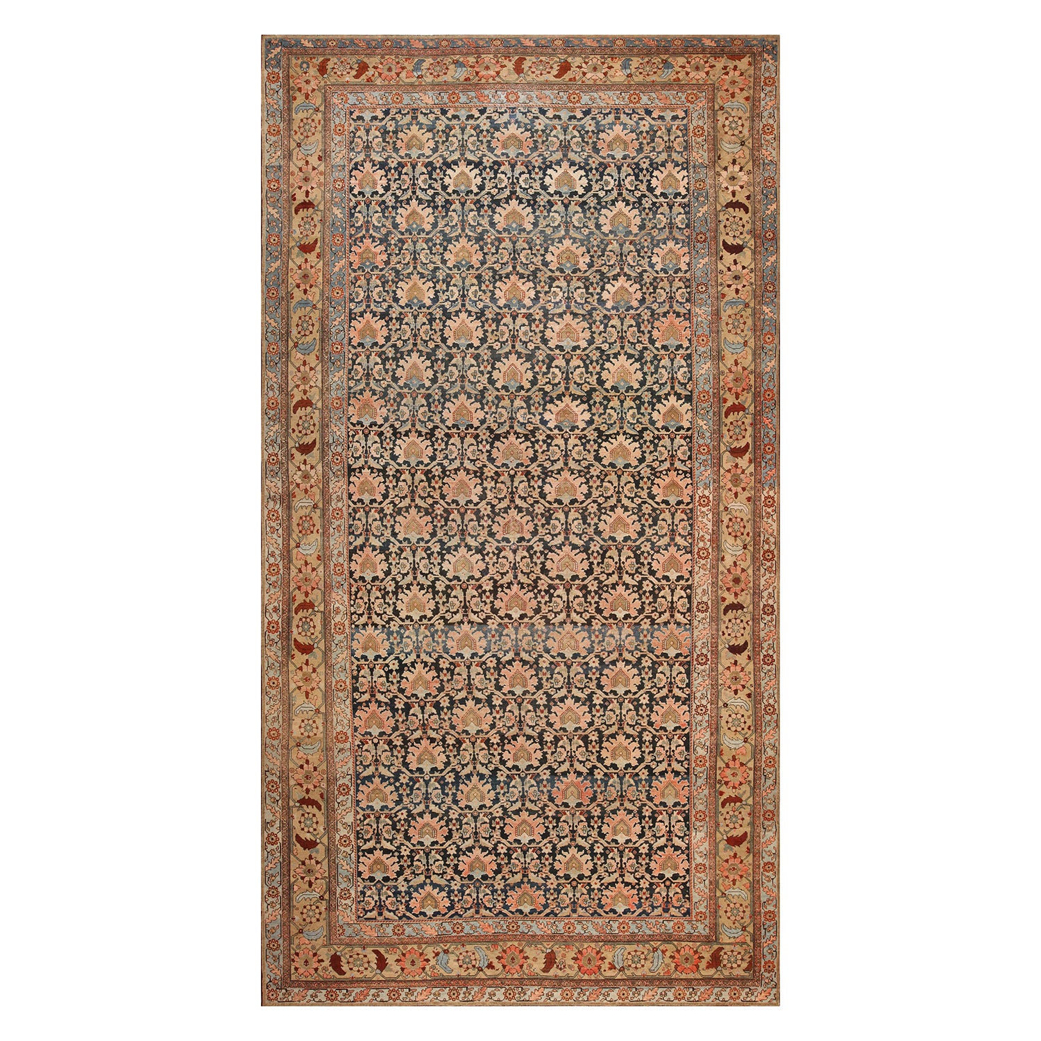 Exquisite handwoven floral rug with intricate patterns in earth tones.