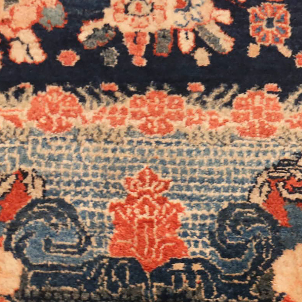 Close-up of intricate, floral patterned fabric with Middle Eastern influence