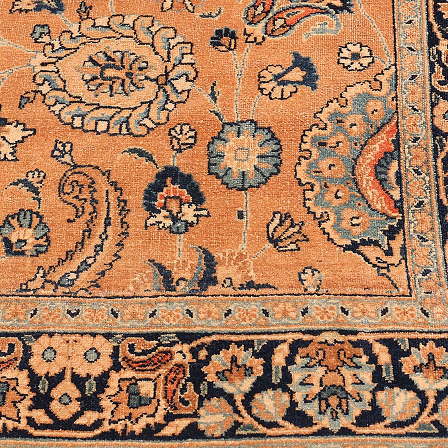 Intricate Middle Eastern or South Asian rug with warm color palette