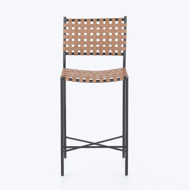 Woven Leather Counter Stool Default Title