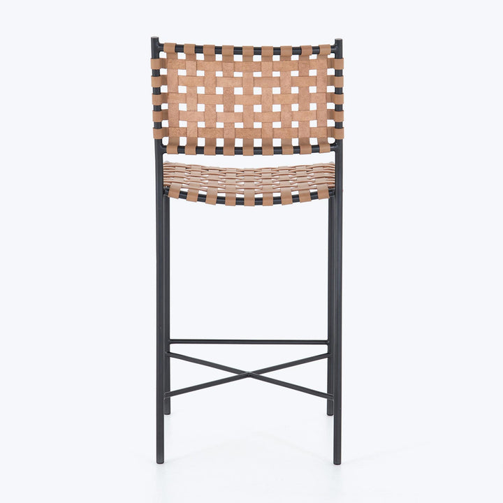 Woven Leather Counter Stool Default Title