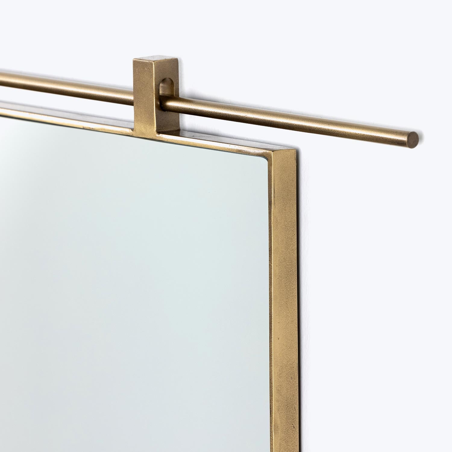 Hanging Rectangle Wall Mirror, Brass Default Title
