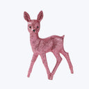 Whimsical pink glitter fawn figurine with innocent and curious gaze