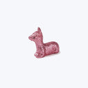 Sparkling pink cat figurine with head slightly turned, decorative ornament.